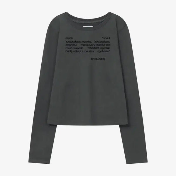 [BUNJANG] Miseki Seoul Quote Long Sleeve T-Shirt Charcoal / 미세키서울 Quote long sleeves CHARCOAL 긴팔 티셔츠 슬리브
