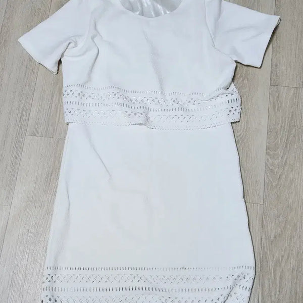 [BUNJANG] White Short-Sleeve Midi Dress / 흰색 반팔 원피스