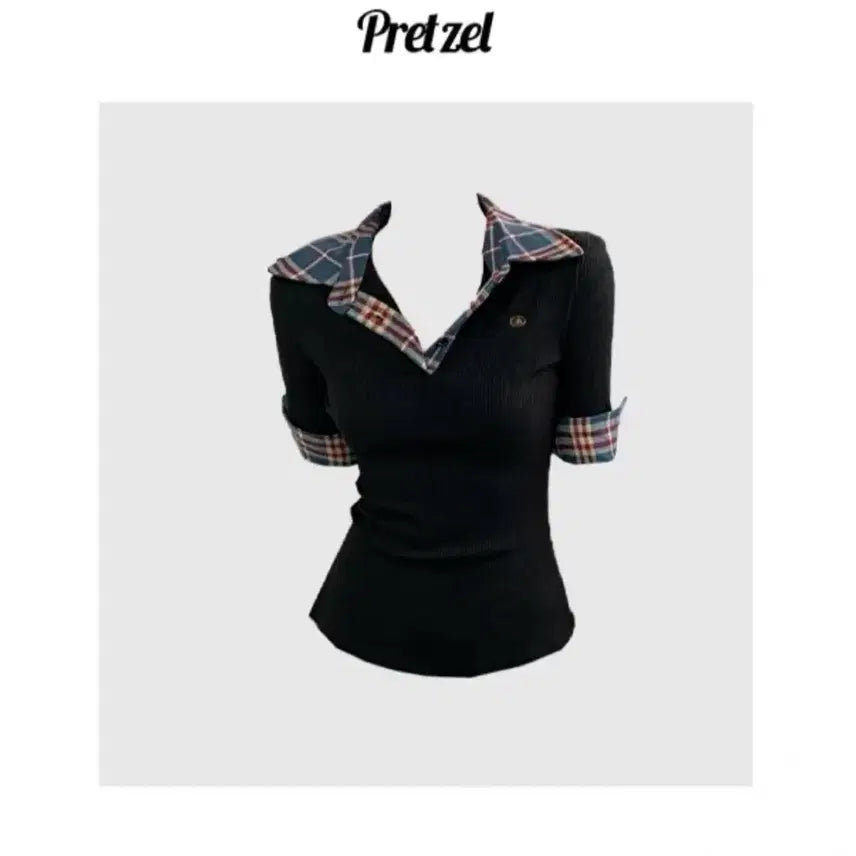 [BUNJANG] Pretzel Check Short Sleeve T-shirt / 에이블리 프레첼 체크 반팔 팝니다