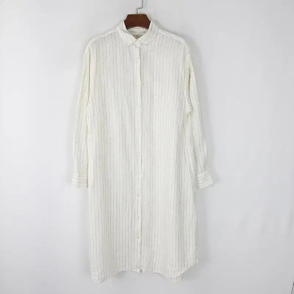 [BUNJANG] Unisex Linen Shirt Dress / 무인양면 린넨셔츠형 원피스 S