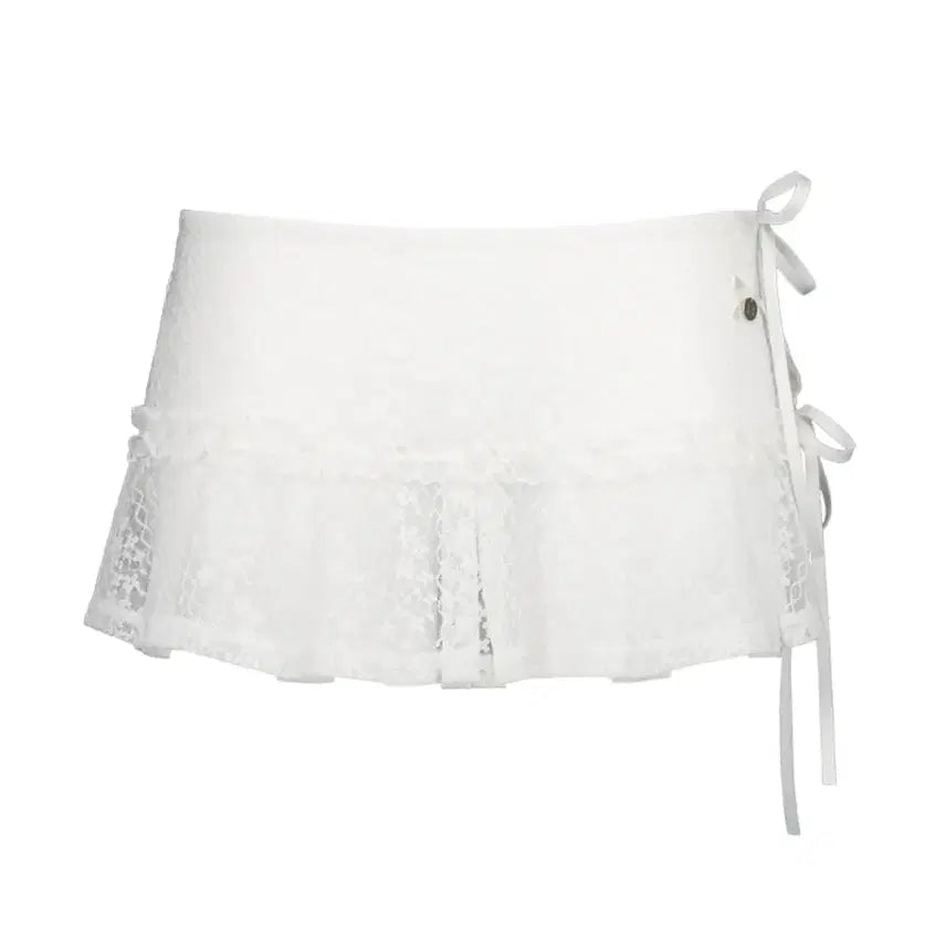 [BUNJANG] SETEXOI Lace Wrap Skirt White / 셋업이엑스이 LACE PLEATS SKIRT 레이스 랩스커트 화이트