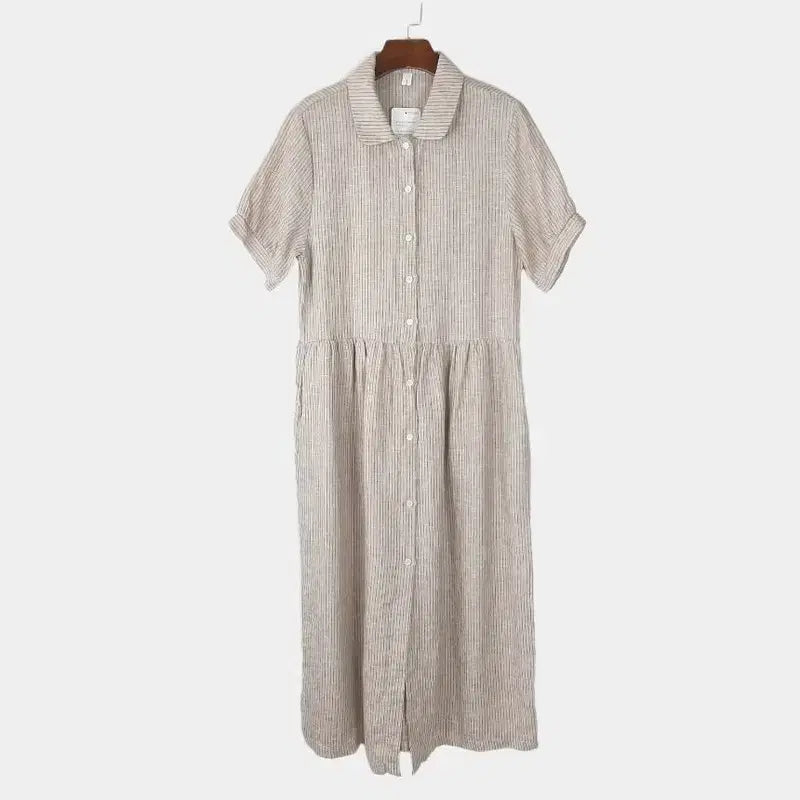 [BUNJANG] Women's Round Collar Linen Dress / 여성 둥근카라 린넨원피스 새상품 S