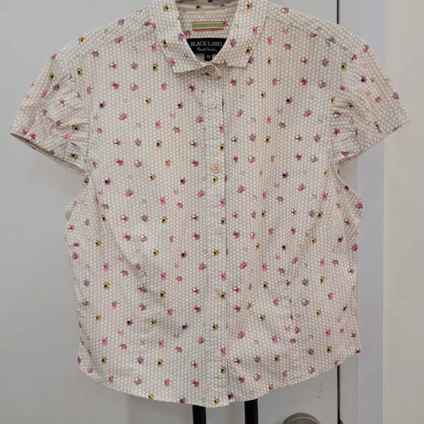 [BUNJANG] Paul Smith Black Label Floral Pattern Cropped Short-Sleeve Shirt / 폴스미스 블랙라벨 플라워 패턴 크롭 반팔 셔츠 40사이즈 55~66
