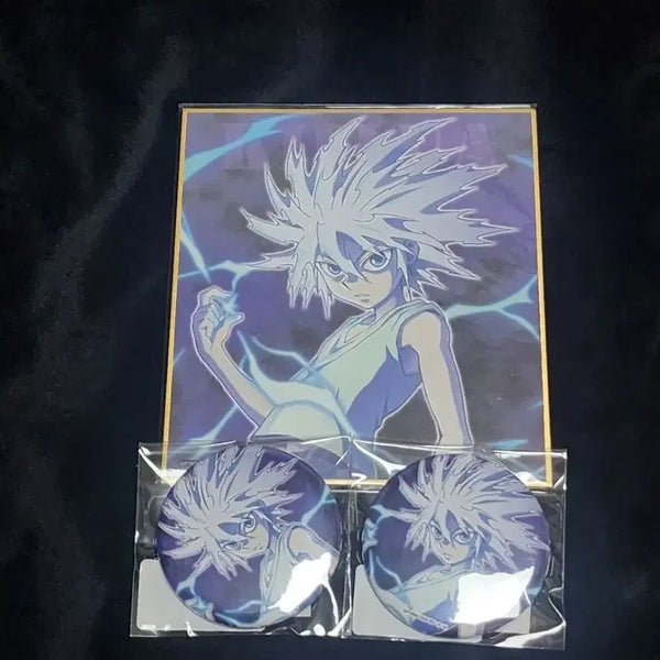 [BUNJANG] Hunter x Hunter Kirua Kuji Color Shikishi & Badge Bundle Set / (일괄) 헌터X헌터 굿즈 판매. 헌헌. 키르아 쿠지. 색지. 뱃지.