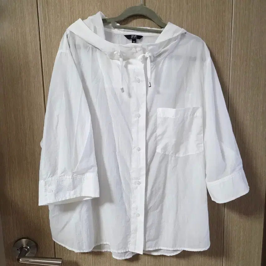 [BUNJANG] Plus Size White Hoodie Shirt XL / 빅사이즈 화이트 후드셔츠 남방 XL