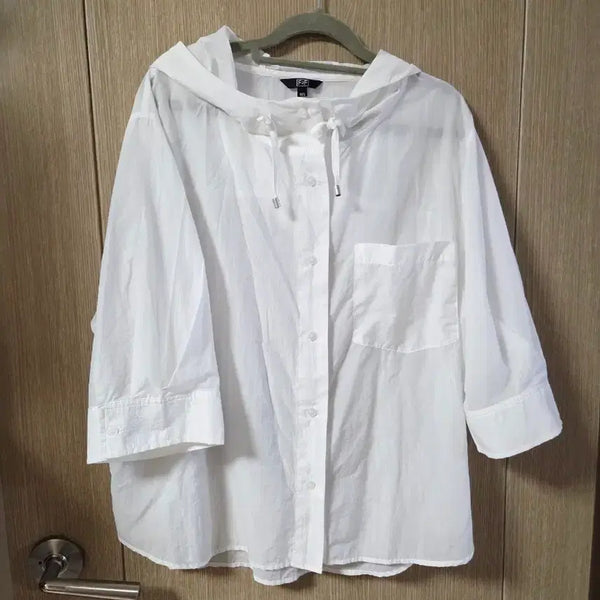 [BUNJANG] Plus Size White Hoodie Shirt XL / 빅사이즈 화이트 후드셔츠 남방 XL