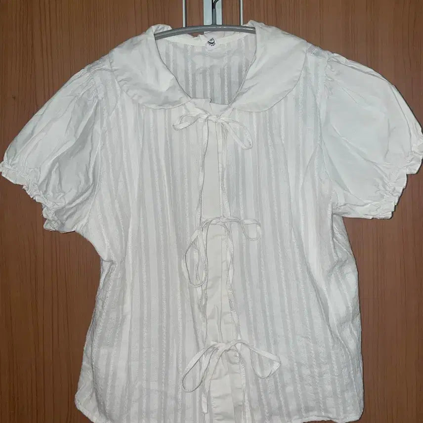 [BUNJANG] Mori Girl Style Ribbon Short Sleeve Blouse / 일본 모리걸 리본 반팔 블라우스