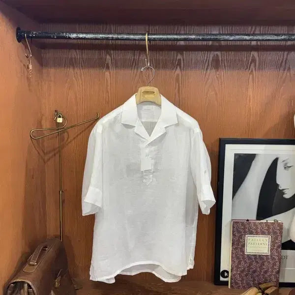 [BUNJANG] Arcadio Linen Pullover Half Shirt (100-105) / 알코디오 린넨 풀오버 하프셔츠 100~105