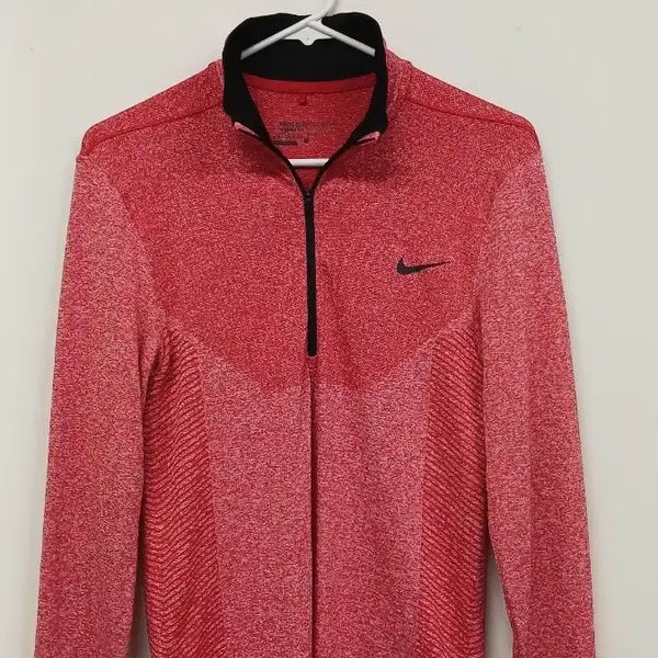 [BUNJANG] Nike Red Zip-Up Long-Sleeve T-Shirt / 나이키 빨간색 집업 긴팔 티셔츠