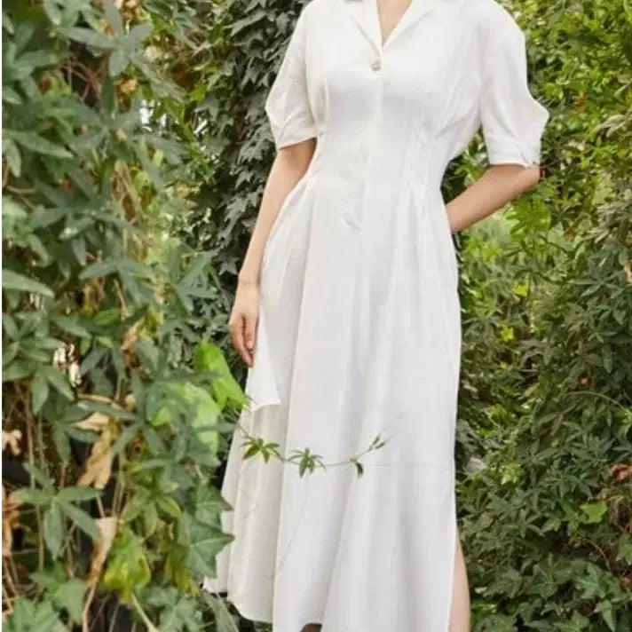 [BUNJANG] Frontrow x Maison Marais White Linen Shirt Long Dress / 프론트로우&메종마레 백리본 린넨 셔츠 롱원피스 XS 44~55
