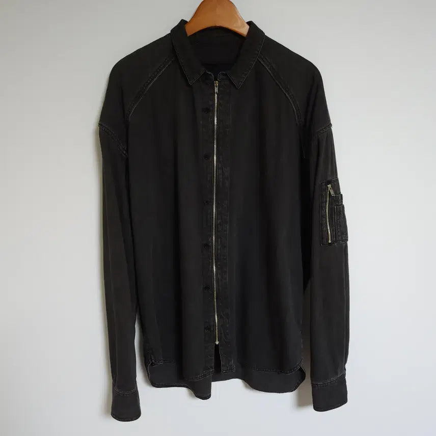 [BUNJANG] Juun.J Men's Zip-Up Denim Jacket Black Indigo MA-1 Shirt JC9364P045 / [46] 준지 데님 흑청 남성 집업 자켓 남자 MA-1 단추 마원 셔츠 JC9364P045