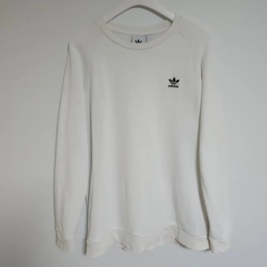 [BUNJANG] Adidas Men's White Crewneck Sweatshirt / [2XL] 아디다스 화이트 남성 맨투맨 로고 남자 티셔츠 G233