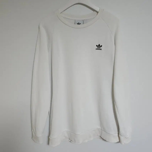 [BUNJANG] Adidas Men's White Crewneck Sweatshirt / [2XL] 아디다스 화이트 남성 맨투맨 로고 남자 티셔츠 G233