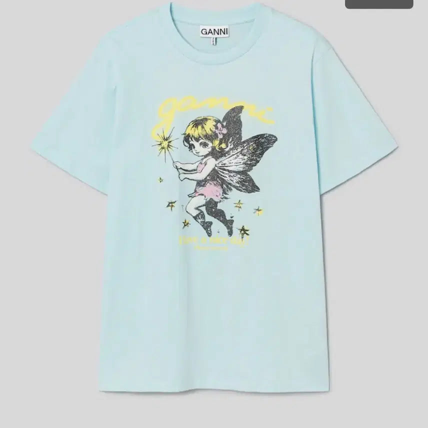 [BUNJANG] GANNI Basic Cotton Jersey Fairy T-Shirt - Sky Blue / 가니 신상 반팔티셔츠