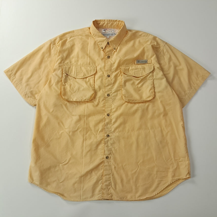 [BUNJANG] Columbia PFG 00s Cotton Nylon Yellow Short Sleeve Shirt / CA292 L 콜롬비아 PFG 00s 면나일론 옐로우 반팔 셔츠 남방