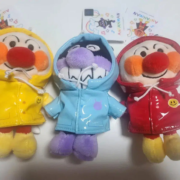 [BUNJANG] Anpanman Baikinman Raincoat Plush Keychain Set (3 Types) / 호빵맨 세균맨 우비 인형 키링 세트 3종