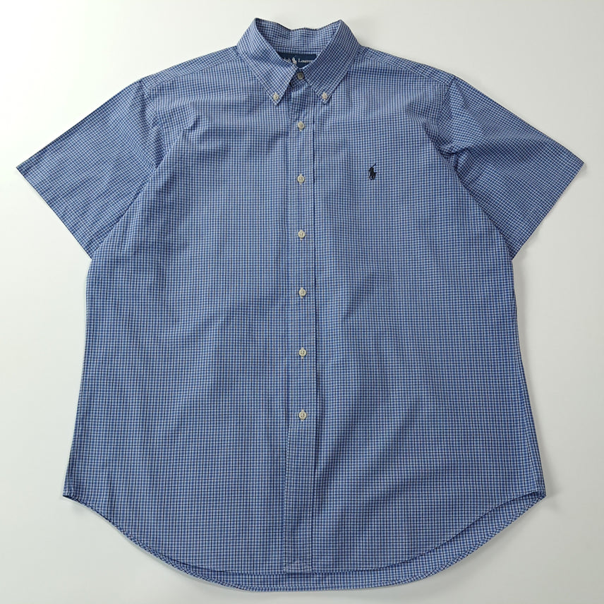 [BUNJANG] Polo Ralph Lauren 00s Blue Micro Tartan Check Short Sleeve Shirt - L / CA294 L 폴로 00s 블루 마이크로 타탄체크 반팔 셔츠 남방