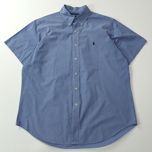 [BUNJANG] Polo Ralph Lauren 00s Blue Micro Tartan Check Short Sleeve Shirt - L / CA294 L 폴로 00s 블루 마이크로 타탄체크 반팔 셔츠 남방