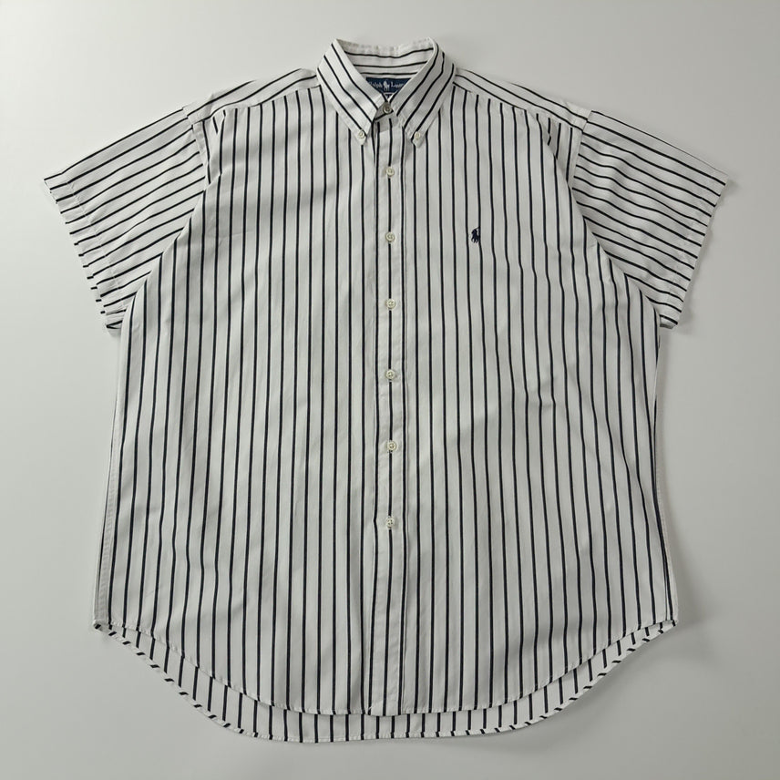 [BUNJANG] Polo Ralph Lauren 90s Monogram Stripe Short Sleeve Shirt (L) / CA297 L 폴로 빅사이즈 90s 모노 캔디 스트라이프 반팔 셔츠 남방