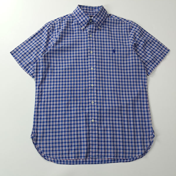 [BUNJANG] Polo Ralph Lauren 00s Blue Modern Tartan Plaid Short Sleeve Button-Down Shirt M / CA299 M 폴로 00s 블루 모던 타탄체크 반팔 셔츠 남방