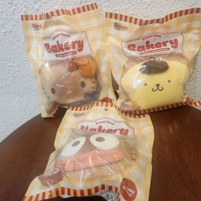 [BUNJANG] Sanrio Bread Plush Set (Hello Kitty, Pompompurin, Hangyodon) / 산리오 빵 인형 3종 세트 (헬로키티, 폼폼푸린, 한교동)