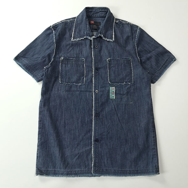 [BUNJANG] Diesel 00s Morocco Made D.I.T. Distressed Short Sleeve Denim Shirt / CA307 M 디젤 00s 모로코판 프레이드 엣지 반팔 데님 셔츠 남방