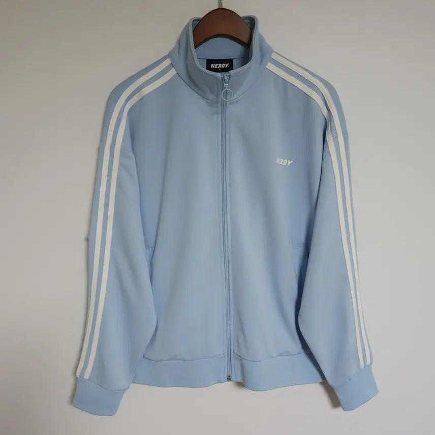 [BUNJANG] NERDY Blue Men's Track Jacket Logo / [S] 널디 블루 남성 집업 자켓 로고 남자 트레이닝 G238