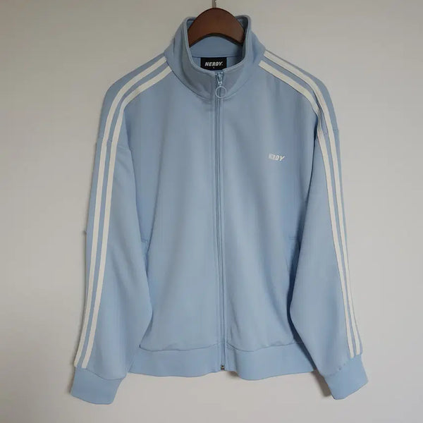 [BUNJANG] NERDY Blue Men's Track Jacket Logo / [S] 널디 블루 남성 집업 자켓 로고 남자 트레이닝 G238
