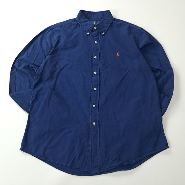[BUNJANG] Polo Ralph Lauren Custom Fit Orange Pony Embroidered Navy Shirt XL / CA315 XL 폴로 커스텀핏 00s 오렌지포니 네이비 셔츠 남방