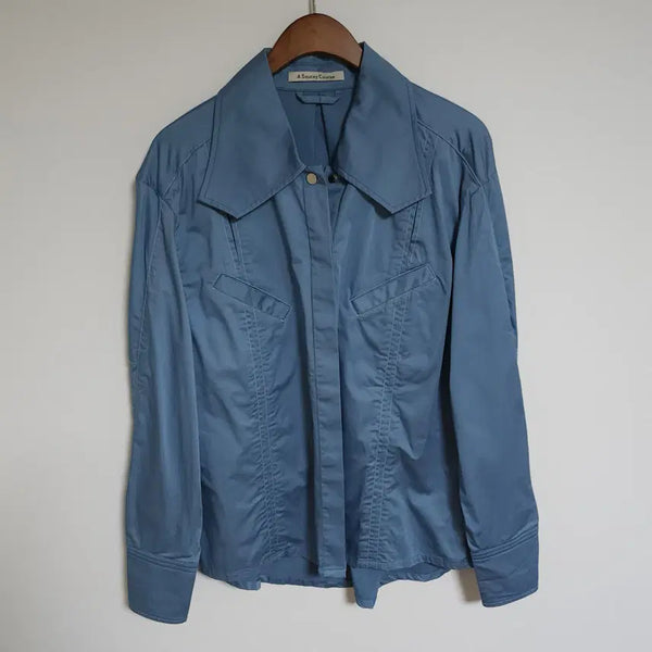 [BUNJANG] Vintage Blue Zip-Up Jacket / [FREE] 남성 블루 집업 단추 남자 자켓 G240