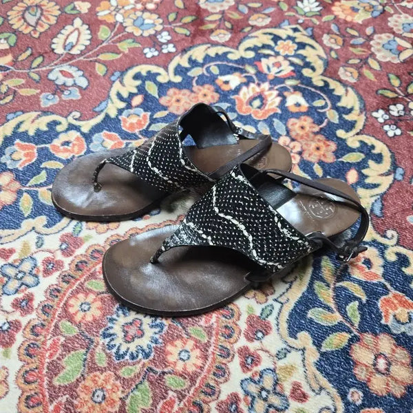[BUNJANG] Tory Burch Ethnic Woven Pattern Slingback Sandals / 토리버치 에스닉 우븐 패턴 슬링백 쪼리 샌들 [6M] 230