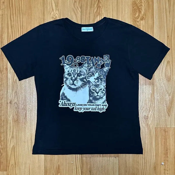 [BUNJANG] 1989 Standard Cat Short Sleeve T-Shirt / 1989스탠다드 고양이 반팔 티셔츠