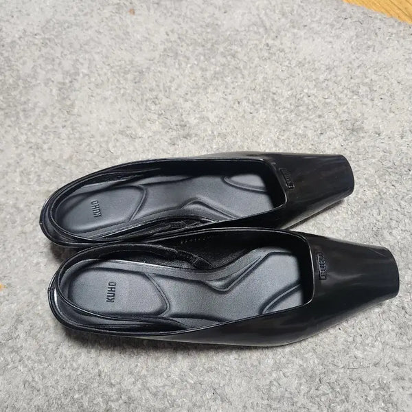 [BUNJANG] KUHO Enamel Slingback Heels - Black, 240 / 구호 KUHO 애나멜 블랙  슬링백-240