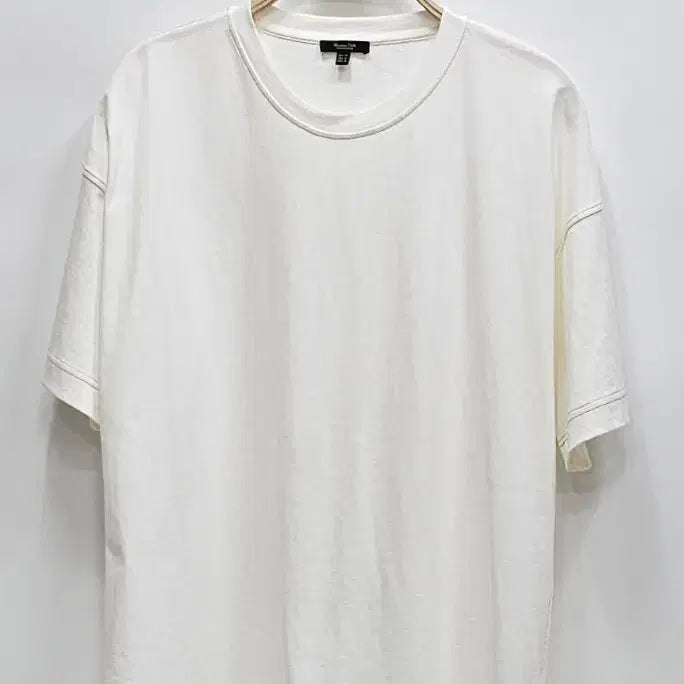 [BUNJANG] Massimo Dutti 21FW Contrast Stitch Relaxed Fit T-Shirt White M / 마시모두띠 21FW 콘트라스트 스티치 릴렉스핏 반팔 티셔츠 / 남 usa M (100)  화이트