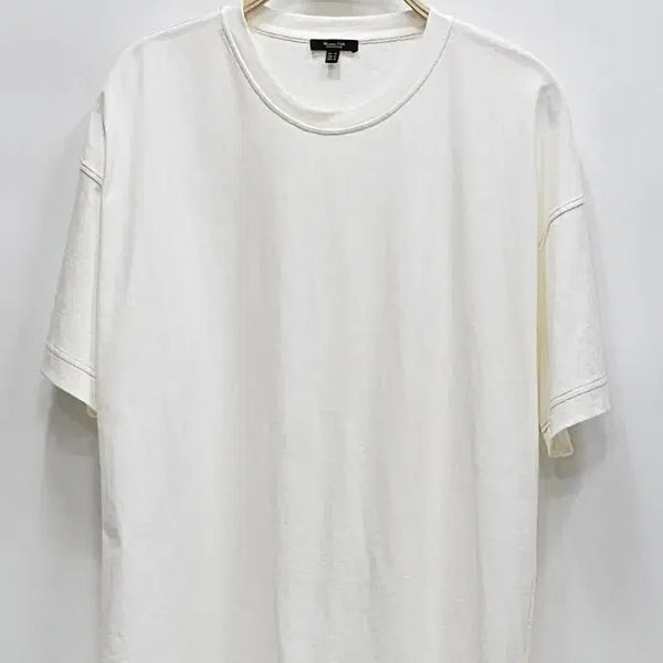 [BUNJANG] Massimo Dutti 21FW Contrast Stitch Relaxed Fit T-Shirt White M / 마시모두띠 21FW 콘트라스트 스티치 릴렉스핏 반팔 티셔츠 / 남 usa M (100)  화이트