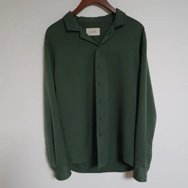 [BUNJANG] Men's Green Oversized Poly Blend Button-Up Shirt / [FREE] 그린 남성 셔츠 오버핏 남자 폴리 혼방 단추 G232