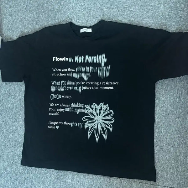 [BUNJANG] Oversized Fit Black T-Shirt with Graphic Print / 오버핏 반팔