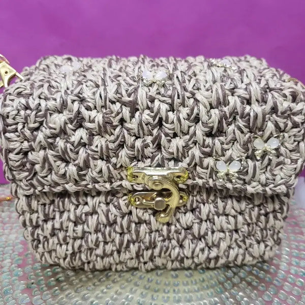 [BUNJANG] Hand-Knit Crossbody Bag Brown/Beige / 뜨개질 크로스백 브라운/베이지