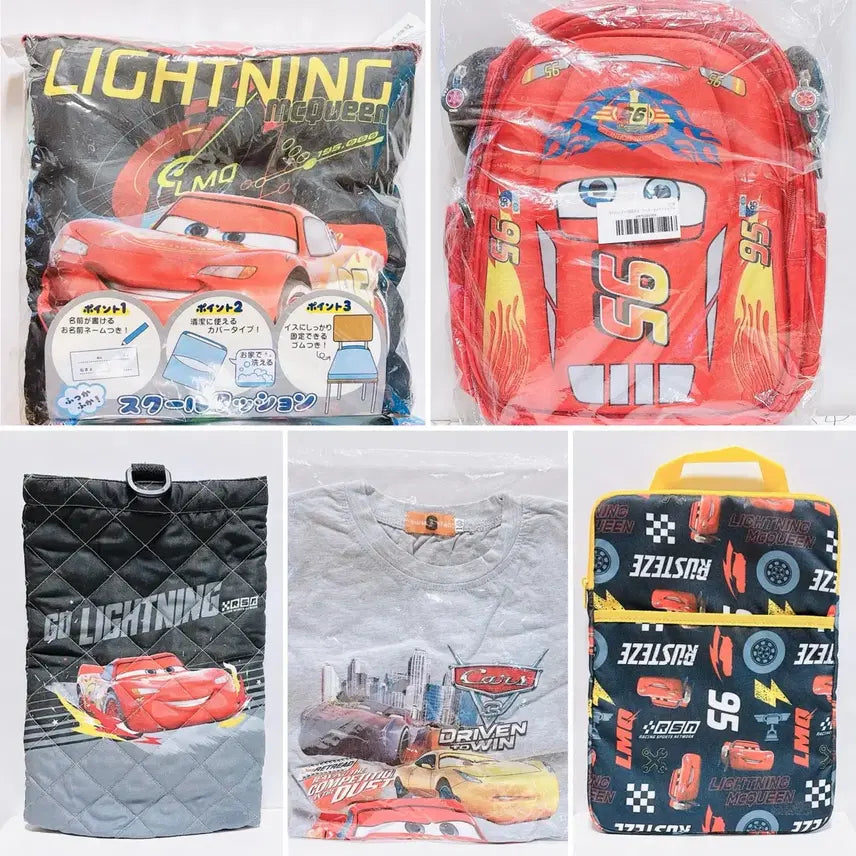 [BUNJANG] Disney Pixar Cars Lightning McQueen 5-Piece Set with Backpack / 디즈니 카 팩백 포함 5종 세트 팝니다