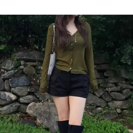 [BUNJANG] Our Cabinet Calm Slim Cardigan Olive / 아워캐비넷 calm slim 가디건