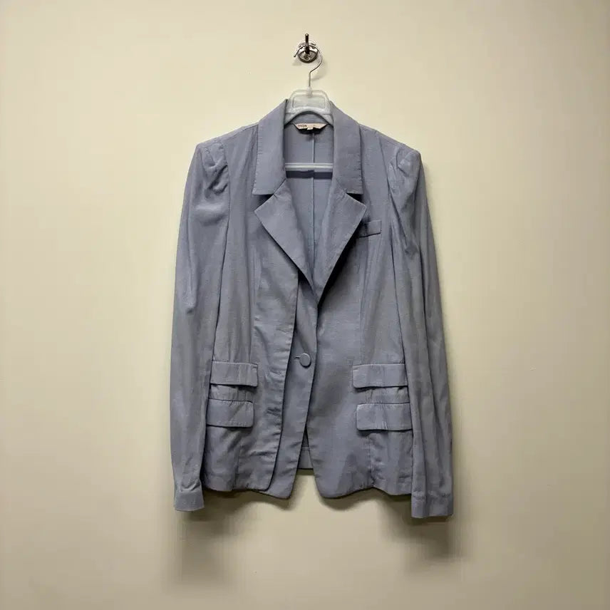 [BUNJANG] Maje Sky Blue Linen Jacket / 마쥬 하늘색 린넨 자켓
