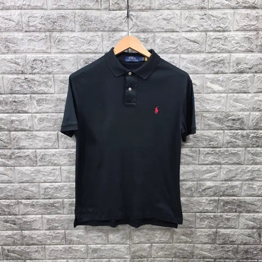 [BUNJANG] Polo Ralph Lauren Big Pony Embroidered Short Sleeve Polo Shirt Black Size 95 / 폴로 랄프로렌 반팔 카라티 블랙  사이즈 95 정품 규알인증완