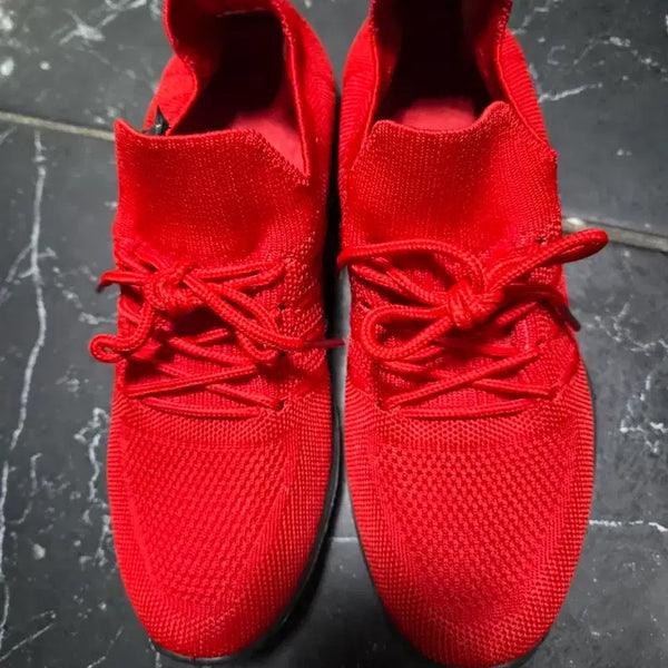 [BUNJANG] Red Knit Sneakers - Women's / 빨간색 니트 스니커즈