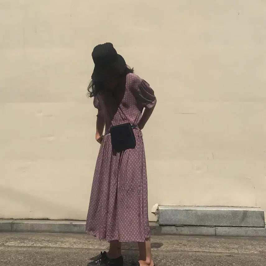 [BUNJANG] Modestmood Purple Patterned Midi Dress / 모데스트무드 원피스