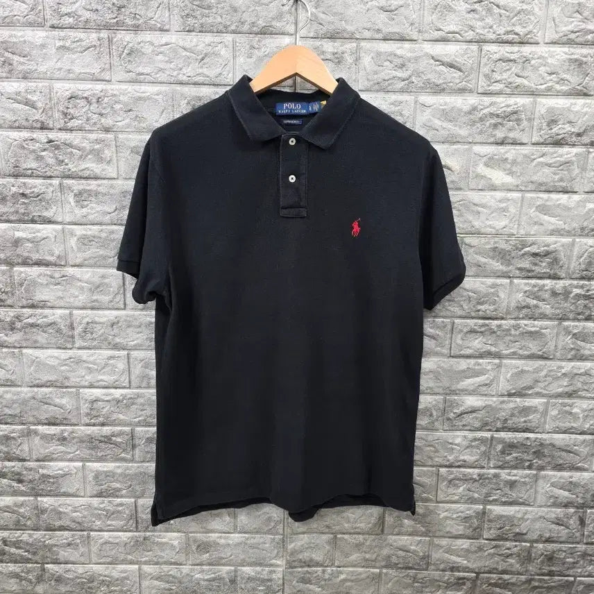 [BUNJANG] Polo Ralph Lauren Black Cotton Polo Shirt Size 100 / 폴로 랄프로렌 반팔 카라티 블랙  사이즈 100 정품 규알 인증완
