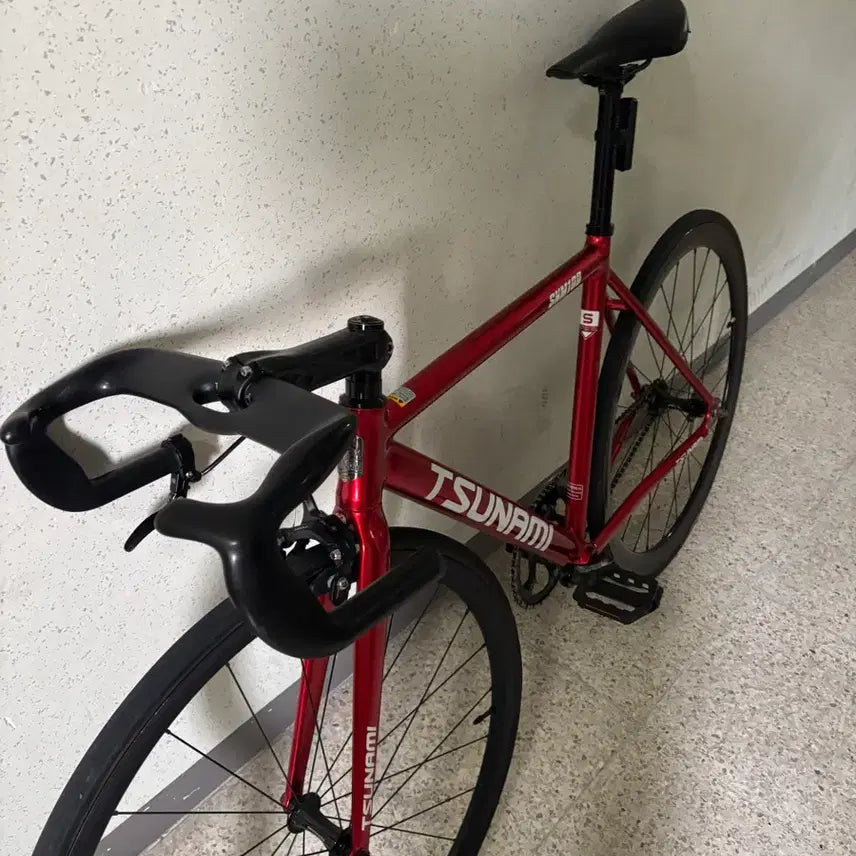 [BUNJANG] Tsunami Red Wine Stem, ValuGO Bunchbar Clamp, Carbon Grip Stem, Thomson Zero Bak Seatpost, Unknown Crankset, Velocidat Rear Wheel, Keepmoving Front Wheel / 쓰나미 레드와인 무하자급 판/대 개급처!