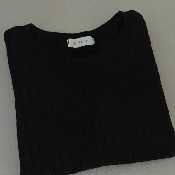 [BUNJANG] Kinda Beige Short Sleeve Cropped Knit Top / 킨다베이지 반팔 크롭 니트