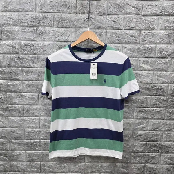 [BUNJANG] Polo Ralph Lauren Striped Short Sleeve T-Shirt Green/Navy Size 95 / 새상품 폴로 랄프로렌 스트라이프 반팔 티셔츠 그린/네이비 사이즈 95 정품인증완