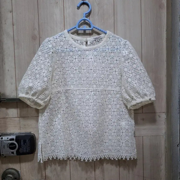[BUNJANG] Thursday Island Crochet Short Sleeve Blouse / 써스데이 아일랜드 크로셰 반팔 블라우스