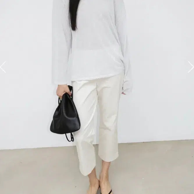 [BUNJANG] Monoha Cropped Slim Pants Ivory / 모노하 크롭 슬림 팬츠 아이보리 1